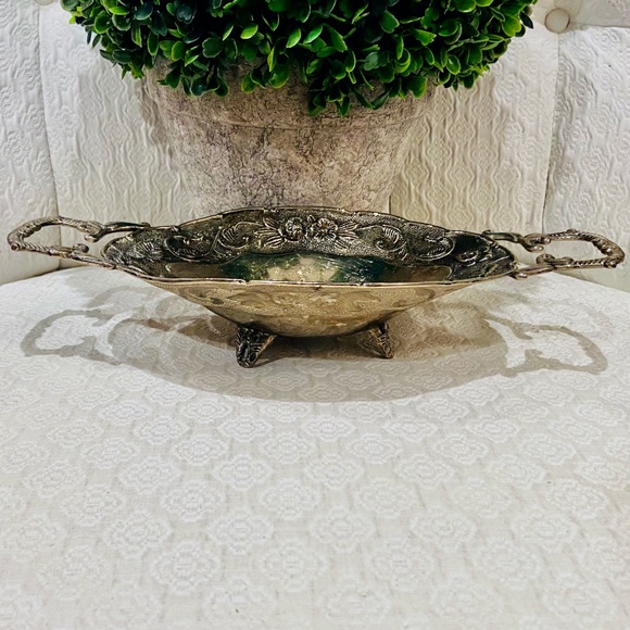 Vintage Silver Plate Footed Dish